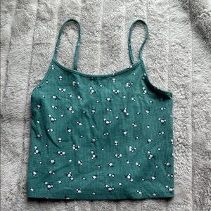 American Eagle Outfitters Green Sleeveless Crop Camisole